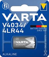 VARTA batterijen Electronics V4034PX Lithium knoopcellen 4LR44 verpakking met 1 knoopcel in originele blisterverpakking van 1 exemplaar, Blauw, wit, 6 V
