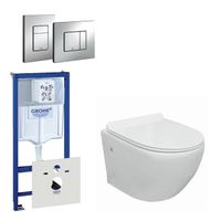 Go Compact - Toiletset - spoelrandloos - grohe inbouwreservoir - toiletzitting - bedieningsplaat - chroom 0720001/0729205/sw242519/