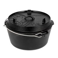 Petromax FT9 Dutch Oven met vlakke bodem voor alle warmtebronnen, gasgrill, oven, gasfornuis en open vuur, direct klaar voor gebruik zonder inbranden, kookpan met deksel, 7,5 liter