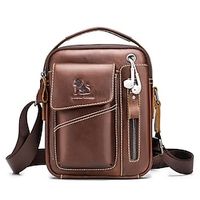 Voor heren schouderriem Schoudertas Crossbodytas Koeienhuid Dagelijks Toimisto ura Rits Donker Bruin Zwart Bruin Lightinthebox - thumbnail