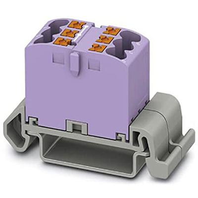 PHOENIX CONTACT PTFIX 6X2,5-NS35A VT verdelerblok, blok met horizontale uitlijning, 690 V, 24 A, aantal aansluitingen 6, doorsnede 0,14 mm²-4 mm², AWG: 26-12, breedte 16 mm, paars, 10 stuks