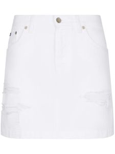 Dolce & Gabbana distressed denim miniskirt - Blanc