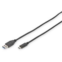 Digitus USB-kabel USB 3.2 Gen1 (USB 3.0 / USB 3.1 Gen1) USB-C stekker, USB-A stekker 1.00 m Zwart Rond, Afgeschermd (dubbel) DB-300136-010-S