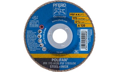 PFERD 67649115 PFF 115 A 120 PSF STEELOX Lamellenschijf Diameter 115 mm Boordiameter 22.23 mm RVS, Staal 10 stuk(s)
