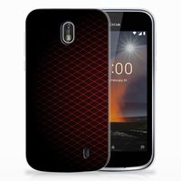 Nokia 1 TPU bumper Geruit Rood - thumbnail