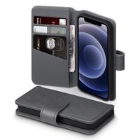 Qubits - luxe echt lederen wallet hoes - iPhone 12 Mini - Grijs