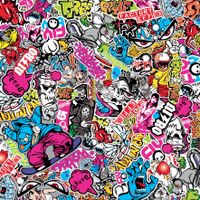 Stickerbomb Folie - Graffiti design 1 - Rol 60x200cm - zelfklevend EU407900