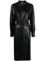 BOSS robe mi-longue en cuir artificiel à taille ceinturée - Noir