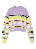 MSGM Kids sweat en coton à design colour block - Violet