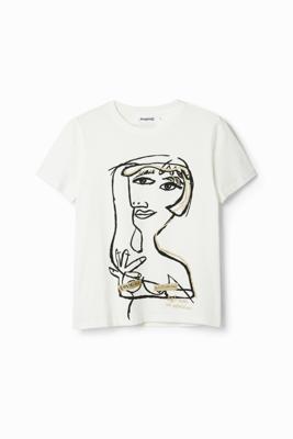 Arty T-shirt met gezicht - WHITE - S Arty T-shirt met gezicht - WHITE - S