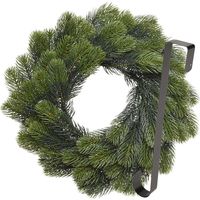 Kerstkrans 50 cm - groen - met zwarte hanger/ophanghaak - kerstversiering