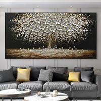 mintura handgemaakte boom bloem olieverfschilderijen op canvas muur kunst decoratie moderne abstracte goud zilver boom foto's voor home decor gerold frameloze ongespannen schilderij Lightinthebox