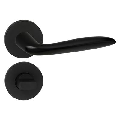 Impresso Lake Aluminium Binnendeurbeslag met WC Rozet | Zwarte Deurklink | Set van 2 Deurkrukken Impresso Lake Aluminium Binnendeurbeslag met WC Rozet | Zwarte Deurklink | Set van 2 Deurkrukken