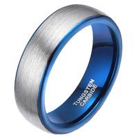 Wolfraam ring geborsteld zilver met Blauw 6mm-18mm