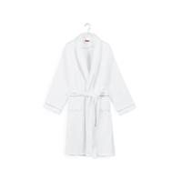 Luxe badjas velours met piping - wit