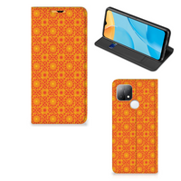 OPPO A15 Hoesje met Magneet Batik Oranje - thumbnail