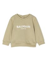 Balmain Kids sweat en coton à logo imprimé - Marron