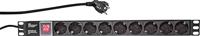 LogiLink PDU9C01 energiedistributie (PDU) 1U, Zwart, 9 AC-uitgang(en) - Stroomdistributie (Basic, 1U, Aluminium, Zwart, 9 AC-uitgangen, Type F)