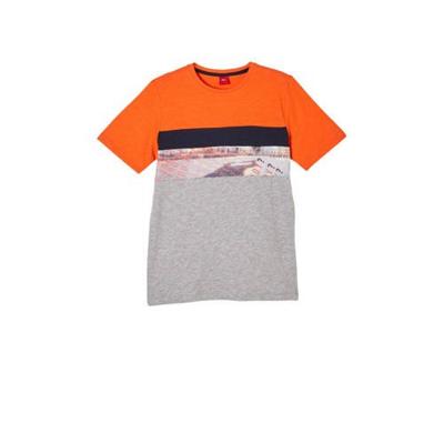 s.Oliver T-shirt oranje/grijs melange