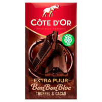 Cote d'Or Extra Puur BonBonBloc chocolade reep Truffel & Cacao 190g bij Jumbo