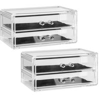 2x Stuks sieraden/make-up organizer 2 lades rechthoek 19 x 9 cm van kunststof - thumbnail