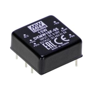 Mean Well DKMW15G-05 DC/DC-converter 48 V 5 V 1.5 A 15 W Aantal uitgangen: 2 x Inhoud 1 stuk(s)