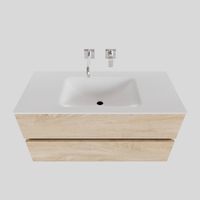 Badkamermeubel Solid Surface BWS Oslo 100x46 cm Midden Wood Washed Oak (0 kraangaten)