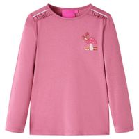 Kindershirt met lange mouwen paddenstoelenprint 116 frambozenkleurig - thumbnail