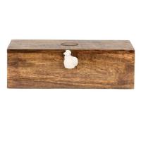 Clayre & Eef Theedoos 31x13x10 cm Bruin Hout Kip Theezak