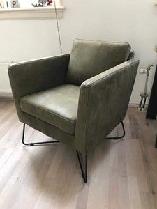 Leren fauteuil met kruisframe - groen leer - Echt leer, Modern, ontdek de vele Leersoorten en Kleuren bij ShopX