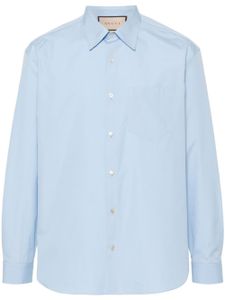 Gucci embroidered-logo poplin shirt - Bleu