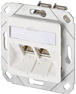 BTR E-DAT module UPk-doos 8/88 Cat.6, r-ws, uitgerust uitgerust met 2x module E-DAT module RJ-45 zonder gereedschap schakelbaar, zuiver wit