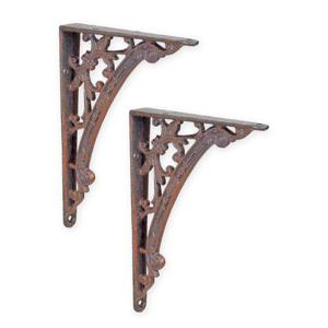 A PAIR OF CAST IRON WALL BRACKETS