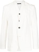 Emporio Armani blazer boutonné à design sans col - Blanc