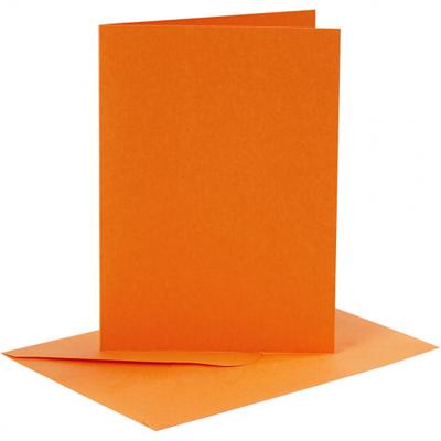 Creotime set van 6 blanco kaarten en enveloppen 10,5x15 cm oranje Creotime set van 6 blanco kaarten en enveloppen 10,5x15 cm oranje