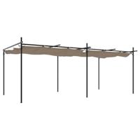 vidaXL Pergola met uitschuifbaar dak 589x292x230 taupe, rozenboog, klimrek planten, pergola overkapping, planten klimrek, pergola zonwering