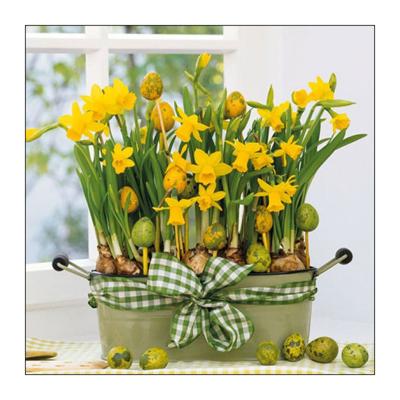 20x Pasen thema tafel servetten narcissen/paaseitjes thema 33 x 33 cm 20x Pasen thema tafel servetten narcissen/paaseitjes thema 33 x 33 cm