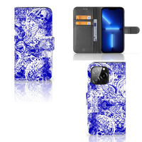 Telefoonhoesje met Naam iPhone 13 Pro Angel Skull Blauw