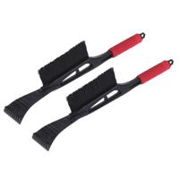 Set van 2x stuks kunststof ijskrabber/raamkrabber zwart/rood met borstel 53 cm
