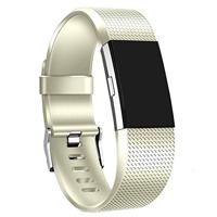 By Qubix - Compatible met Fitbit Charge 2 sportbandje - Maat: Large - Vintage Goud - Compatible fitbit bandje