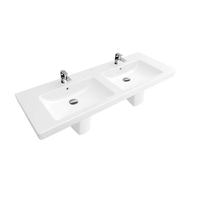 Villeroy & Boch Subway 2.0 dubbele meubelwastafel rechthoek 130x47cm met 2 kraangaten en overloop, wit alpin Villeroy & Boch Subway 2.0 dubbele meubelwastafel rechthoek 130x47cm met 2 kraangaten en overloop, wit alpin