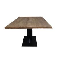 Old Inn - Boomstamtafel Eiken Bruin 220x100cm met V Poot