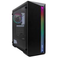 DeepGaming DGC-A200 PC-behuizing voor gaming, ATX/microATX, zijruiten van gehard glas, A-RGB-verlichting, compatibel met pc-vloeistofkoeling, zwart