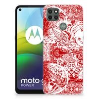 Silicone Back Case Motorola Moto G9 Power Angel Skull Rood