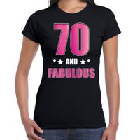 70 and fabulous verjaardag cadeau t-shirt / shirt 70 jaar zwart voor dames - thumbnail