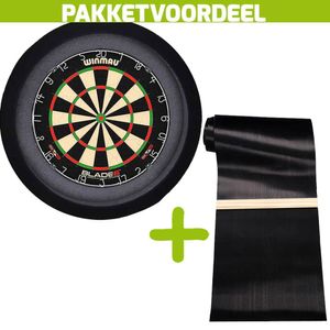 Winmau Blade 6 +  Dartmat 90*300 incl oche + Dartbordverlichting Basic Zwart