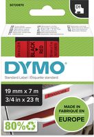 Dymo D1 tape 19 mm, zwart op rood - thumbnail