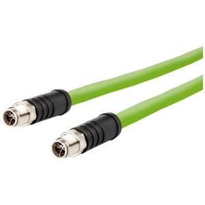 Metz Connect 142M7X11010 M12 Netwerkkabel, patchkabel CAT 6A S/FTP 1.00 m Groen PUR-mantel, Zuurbestendig, Ozonbestendig, UV-bestendig, Geschikt voor