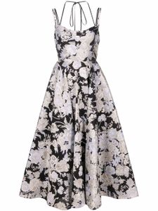 ERDEM robe évasée Rea à fleurs en jacquard - Noir