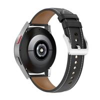 By Qubix - Luxe leren bandje - Zwart - Compatible met Garmin Vivoactive 6 / Vivoactive 5 / Vivoactive 3 - Compatible Garmin bandje - Bandbreedte: 20mm